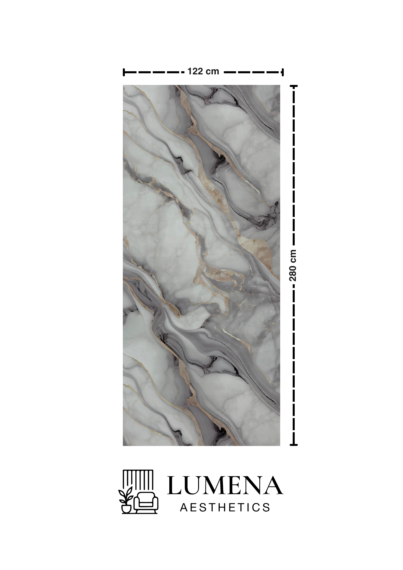 Wandpaneel "Gold Mix" - Weißgraue Marmoroptik mit Goldakzenten