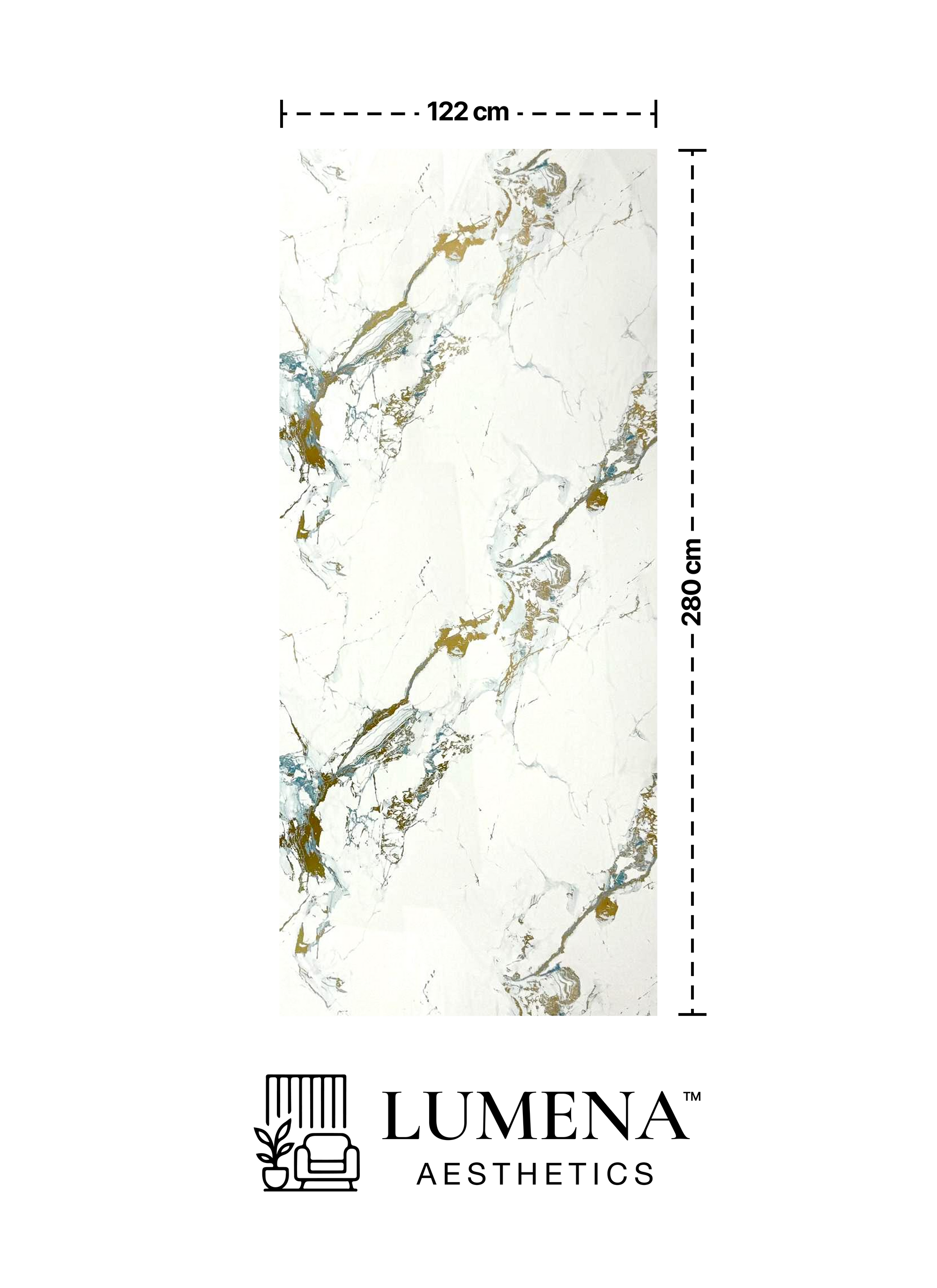 Wandpaneel "Gold Glitter" - Goldweiße Marmoroptik