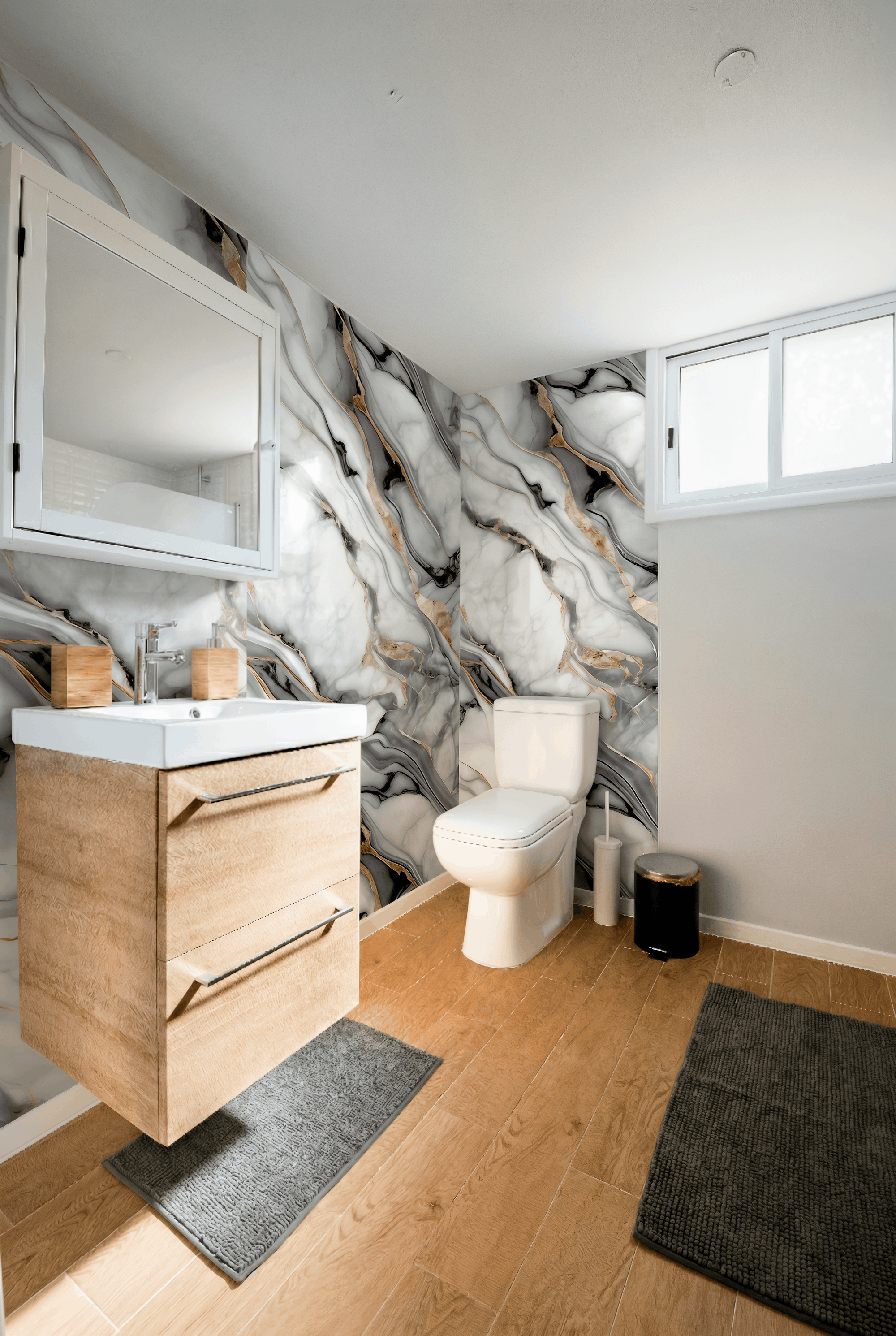 Wandpaneel "Gold Mix" - Weißgraue Marmoroptik mit Goldakzenten