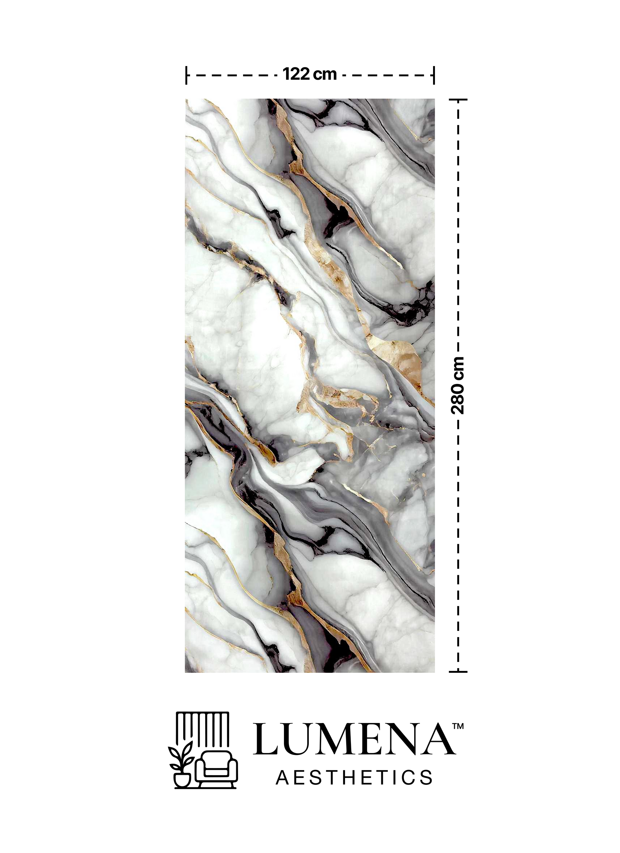 Wandpaneel "Gold Mix" - Weißgraue Marmoroptik mit Goldakzenten