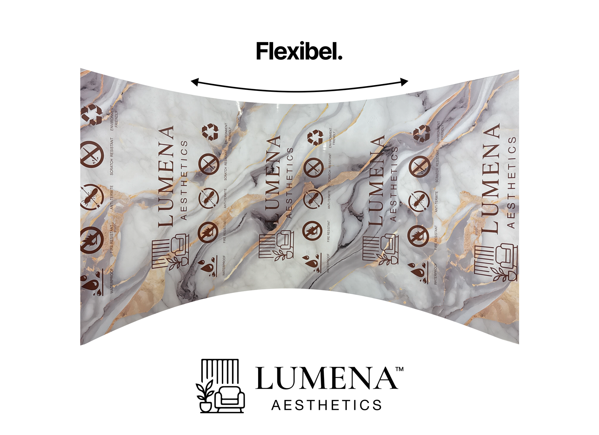 Wandpaneel "Gold Mix" - Weißgraue Marmoroptik mit Goldakzenten