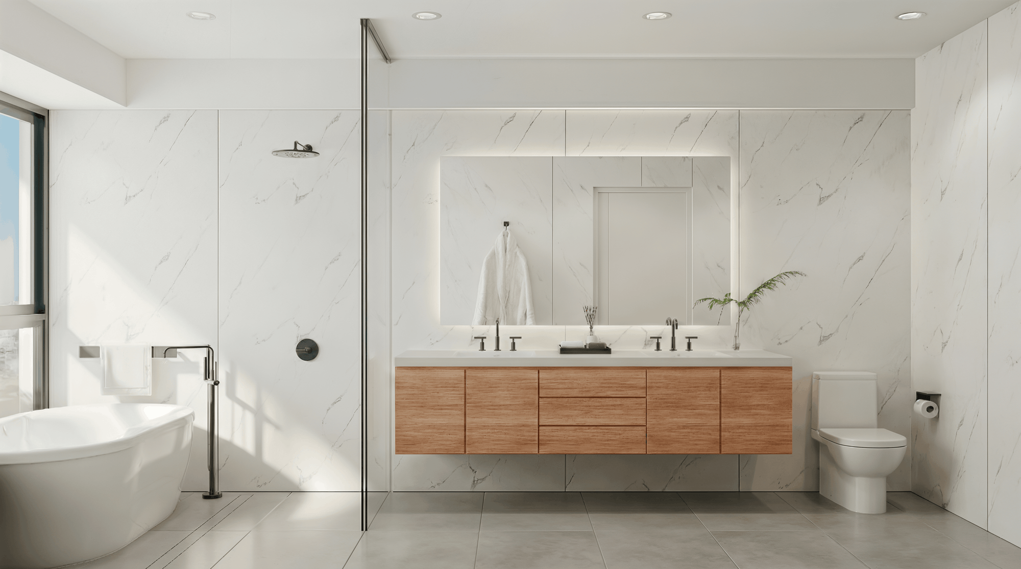 Wandpaneel "Off-White" - Weißgraue Marmoroptik