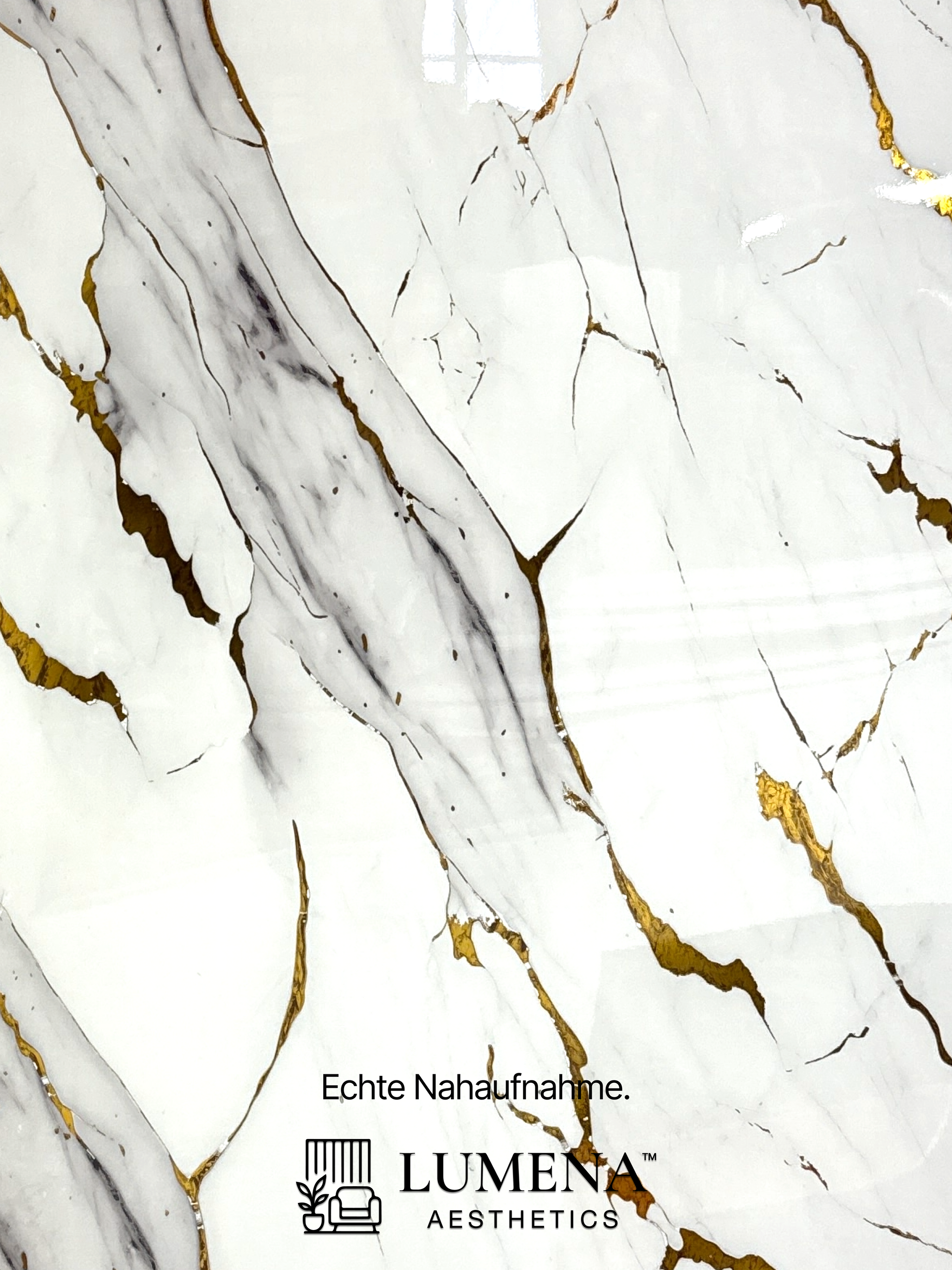 Wandpaneel "White Glitter" - Weiß-golde Marmoroptik