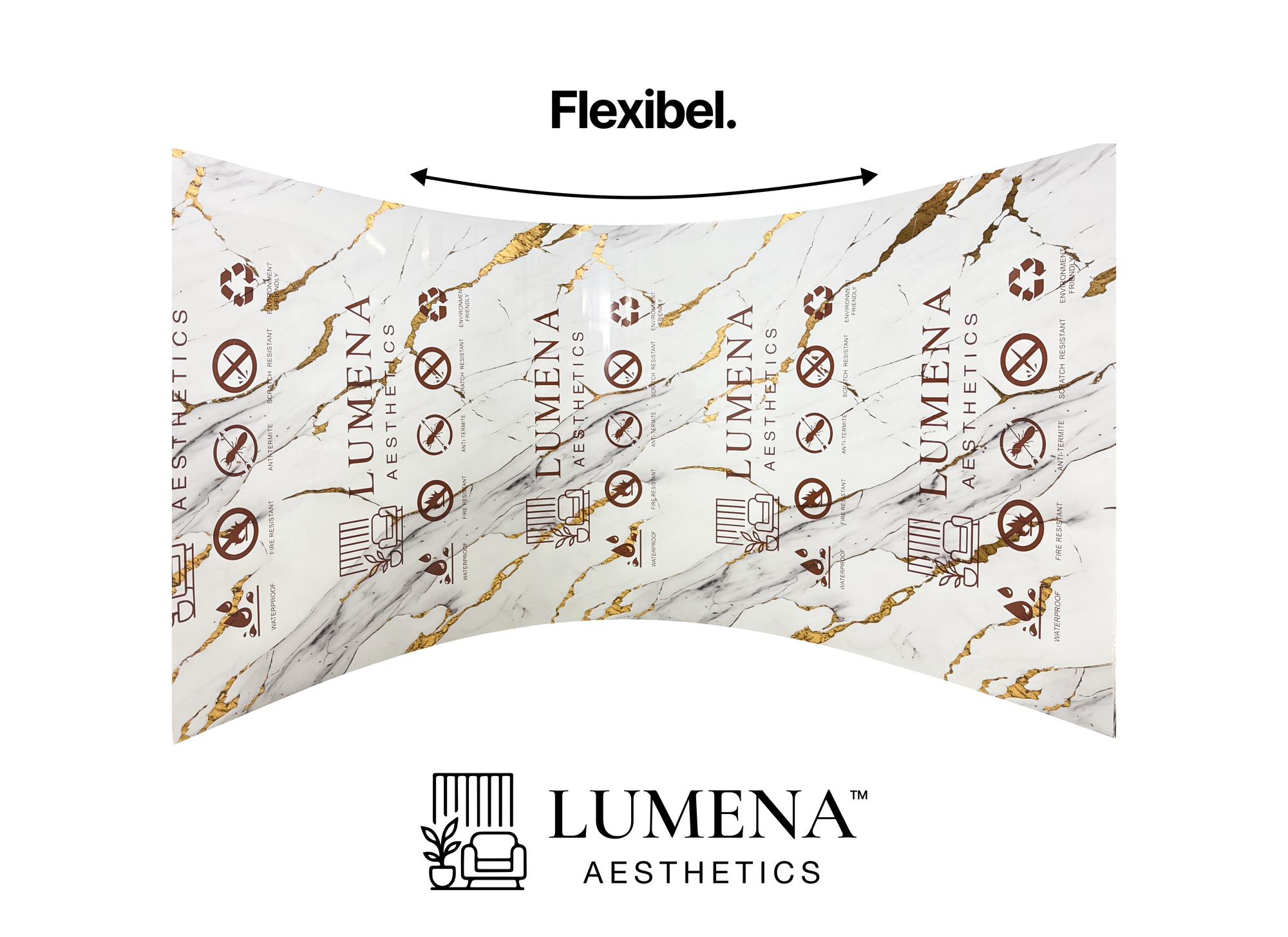 Wandpaneel "White Glitter" - Weiß-golde Marmoroptik