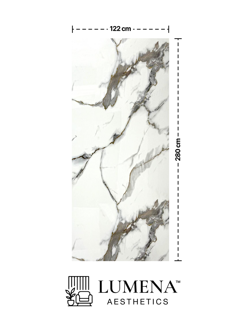 Wandpaneel "White Mix" - Cremefarbe Marmoroptik mit Goldakzenten