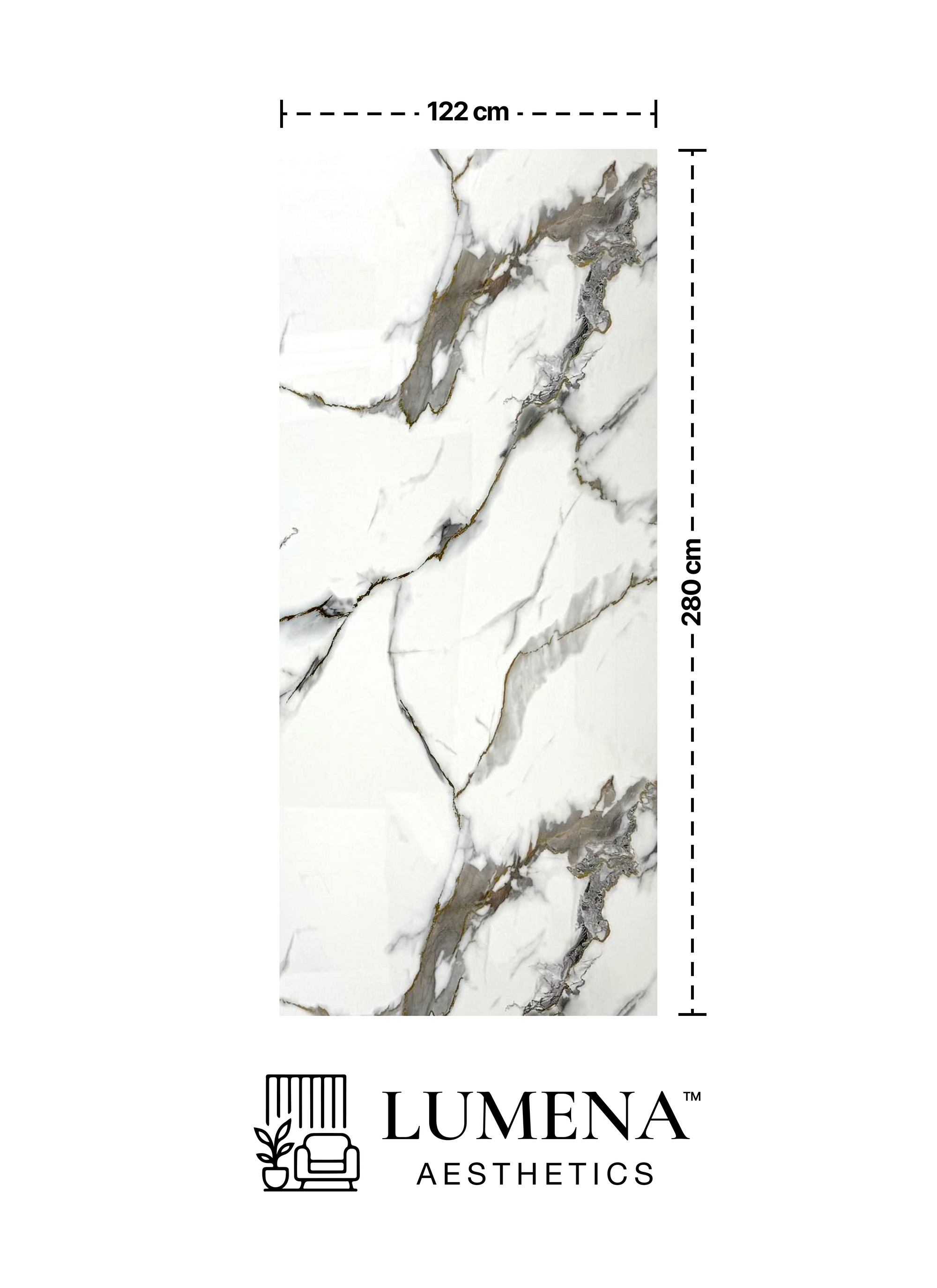 Wandpaneel "White Mix" - Cremefarbe Marmoroptik mit Goldakzenten