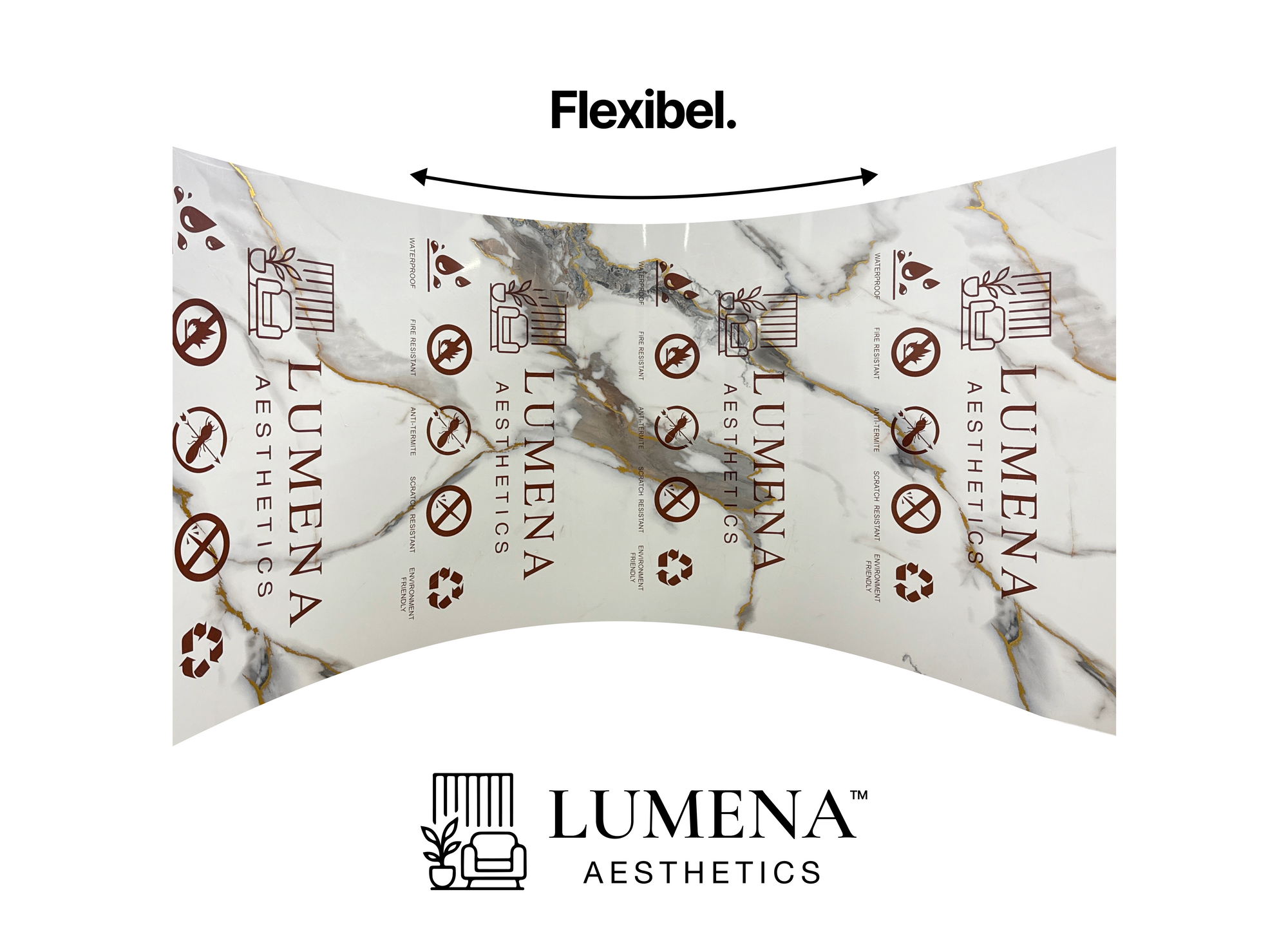 Wandpaneel "White Mix" - Cremefarbe Marmoroptik mit Goldakzenten